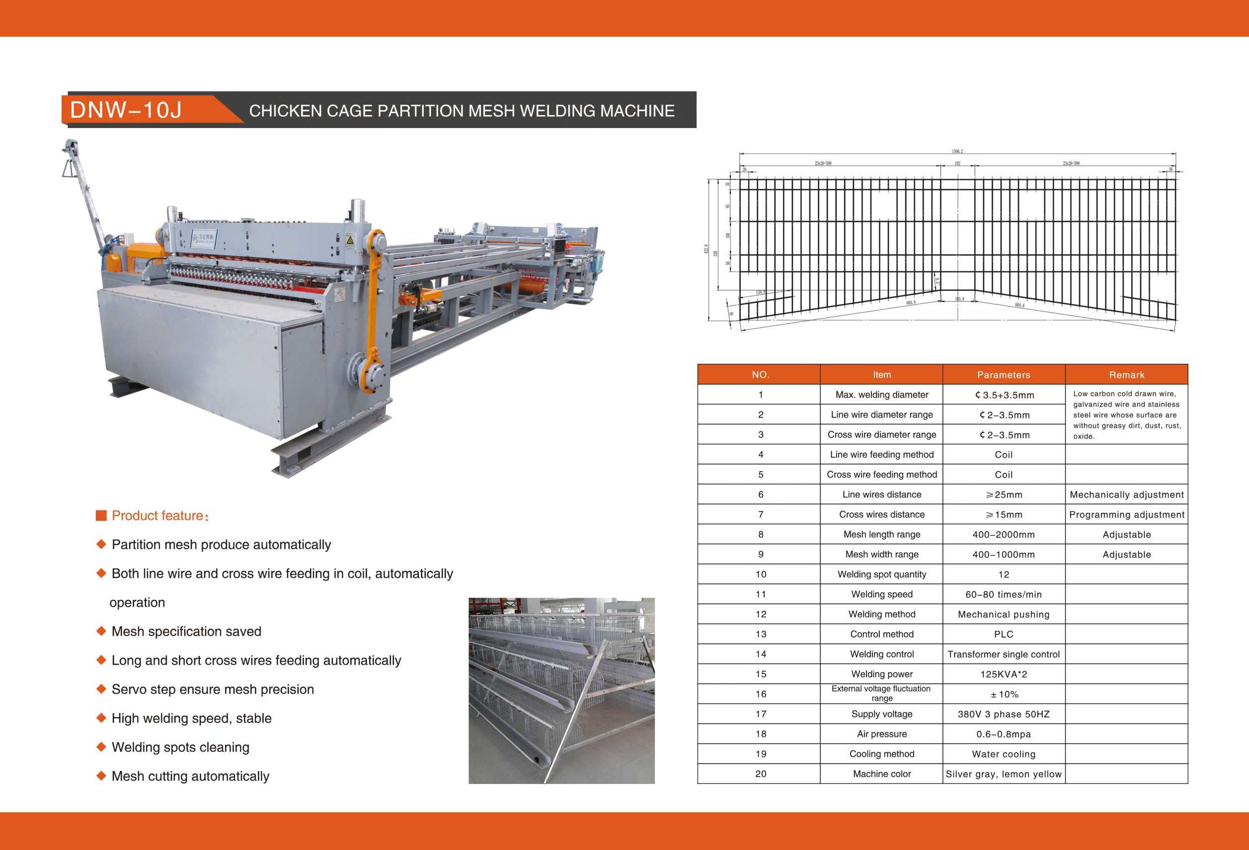 英文DNW-10J 鸡笼K型网焊接生产线